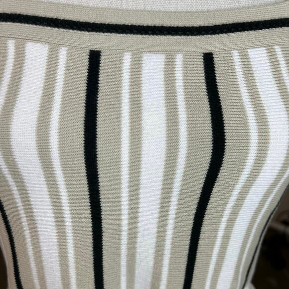 Banana Republic tan & black striped sweater tank top neutral casual peplum - Picture 7 of 9